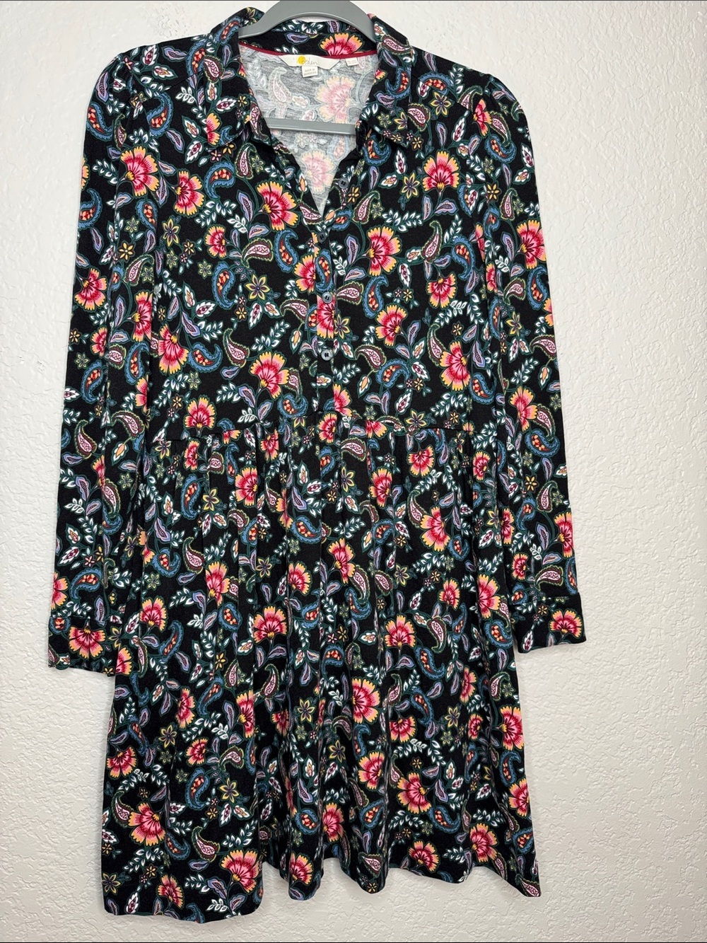 Boden Button Down Shirt Dress 10P Floral Flowy Bump Nursing Friendly - Picture 2 of 5